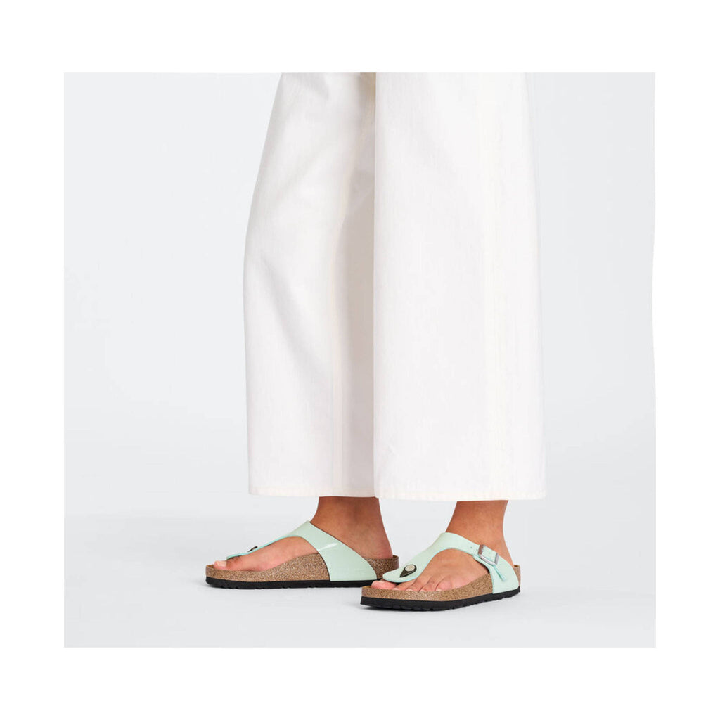 Birkenstock Gizeh Birko Flor Patent Sandal - Surf Green - Lenny's Shoe & Apparel