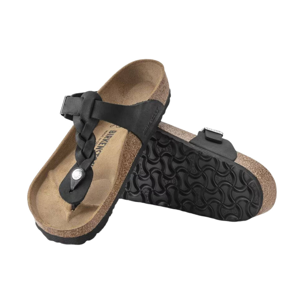 Birkenstock Gizeh Braided Sandals - Oiled Leather Black - Lenny's Shoe & Apparel