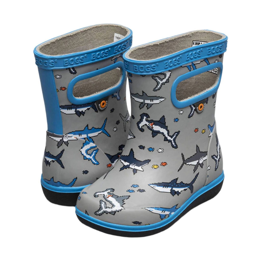 Bogs Kids' Skipper II Pixel Shark Rain Boots - Gray Multi - Lenny's Shoe & Apparel