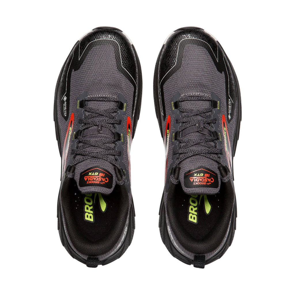 Brooks Men's Cascadia 18 GTX Trail Running Shoes - Blackened Pearl/Black/Tomato - Lenny's Shoe & Apparel