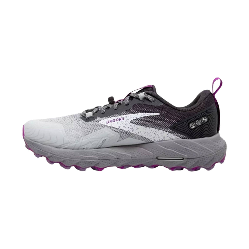 Brooks Women's Cascadia 17 Running Shoes - Oyster/Blackened Pearl/Purple - Lenny's Shoe & Apparel