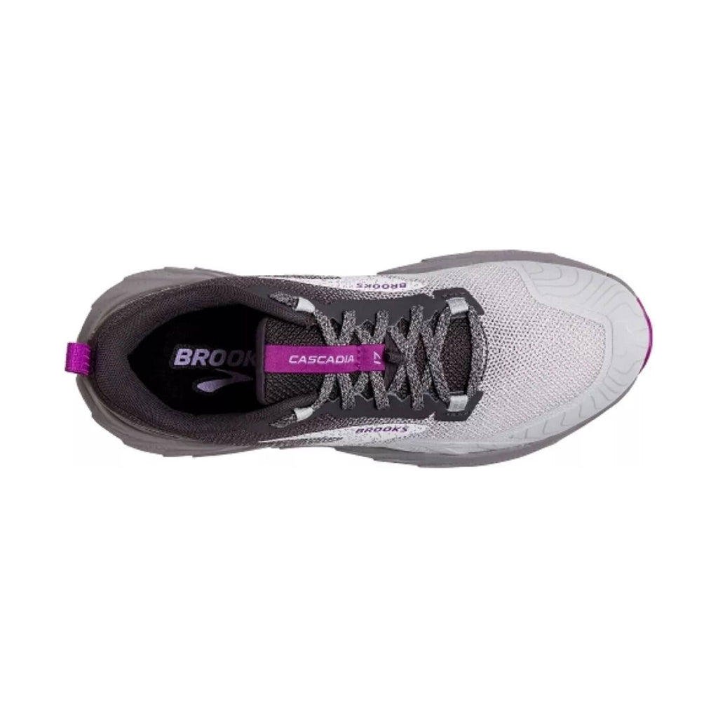 Brooks Women's Cascadia 17 Running Shoes - Oyster/Blackened Pearl/Purple - Lenny's Shoe & Apparel