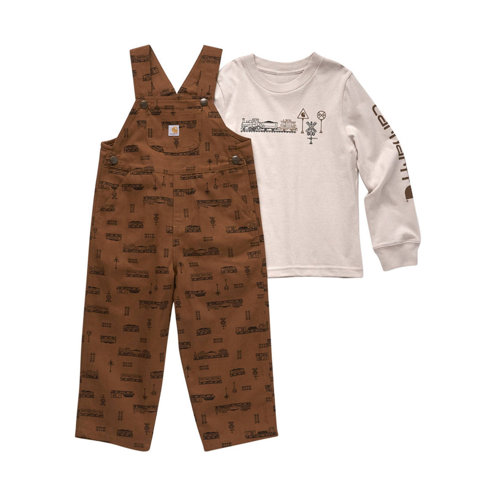 Carhartt Boys' Toddler Long Sleeve T Shirt Overall Set - Carhartt Brown - Lenny's Shoe & Apparel