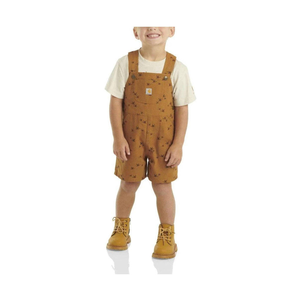 Carhartt Boys' Toddler Short Sleeve T Shirt And Canvas Print Shortall Set - Carhartt Brown - Lenny's Shoe & Apparel