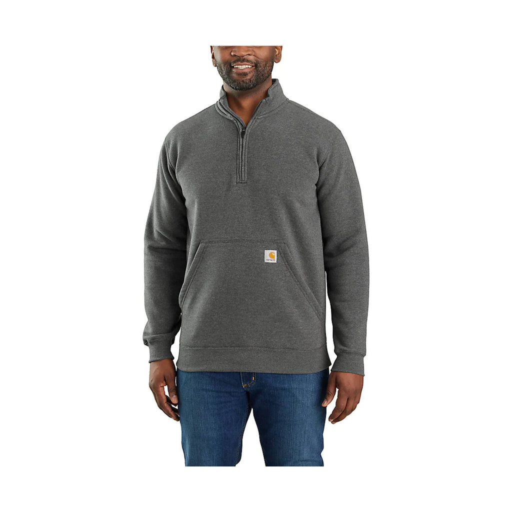 Carhartt Men's Loose Fit Midweight Quarter Zip Mock Neck Sweatshirt - Carbon Heather - Lenny's Shoe & Apparel