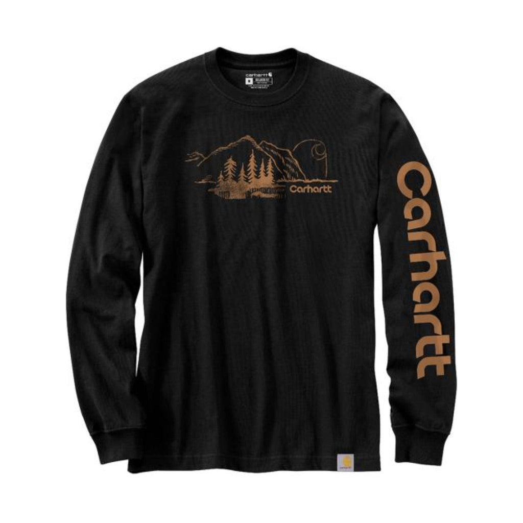 Carhartt Men's Relaxed Fit Heavyweight Long Sleeve Mountain Graphic Tee - Black - Lenny's Shoe & Apparel