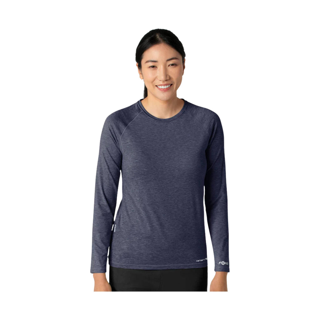 Carhartt Women's Force Performance Long Sleeve Scrub Tee - Navy Heather - Lenny's Shoe & Apparel