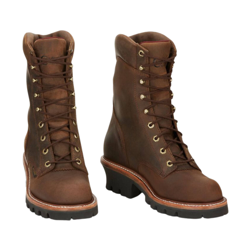 Chippewa Men's Super DNA Waterproof 9 Inch Logger Soft Toe Work Boots - Brown - Lenny's Shoe & Apparel