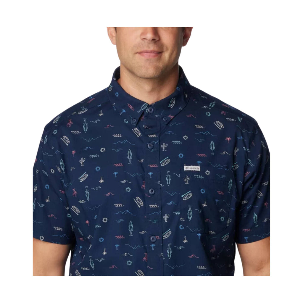 Columbia Men's Rapid Rivers Printed Short Sleeve - Collegiate Navy - Lenny's Shoe & Apparel