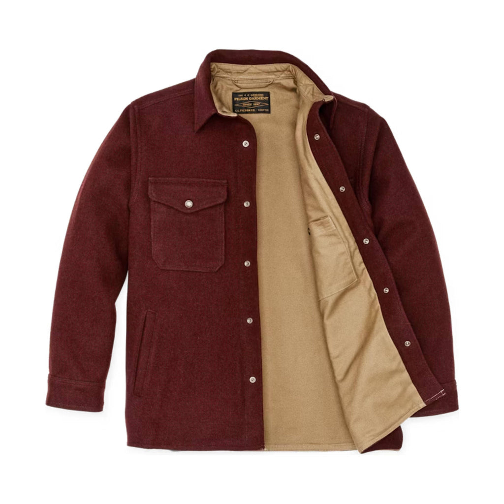 Filson Men's Lined Mackinaw Wool Jac Shirt - Dark Red/ Black Houndstooth - Lenny's Shoe & Apparel