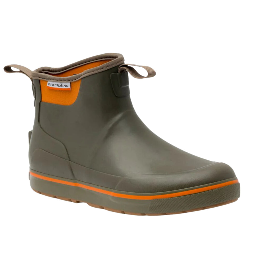 Grundens Men's Deck Boss Ankle Boot - Brindle Green/ Orange - Lenny's Shoe & Apparel