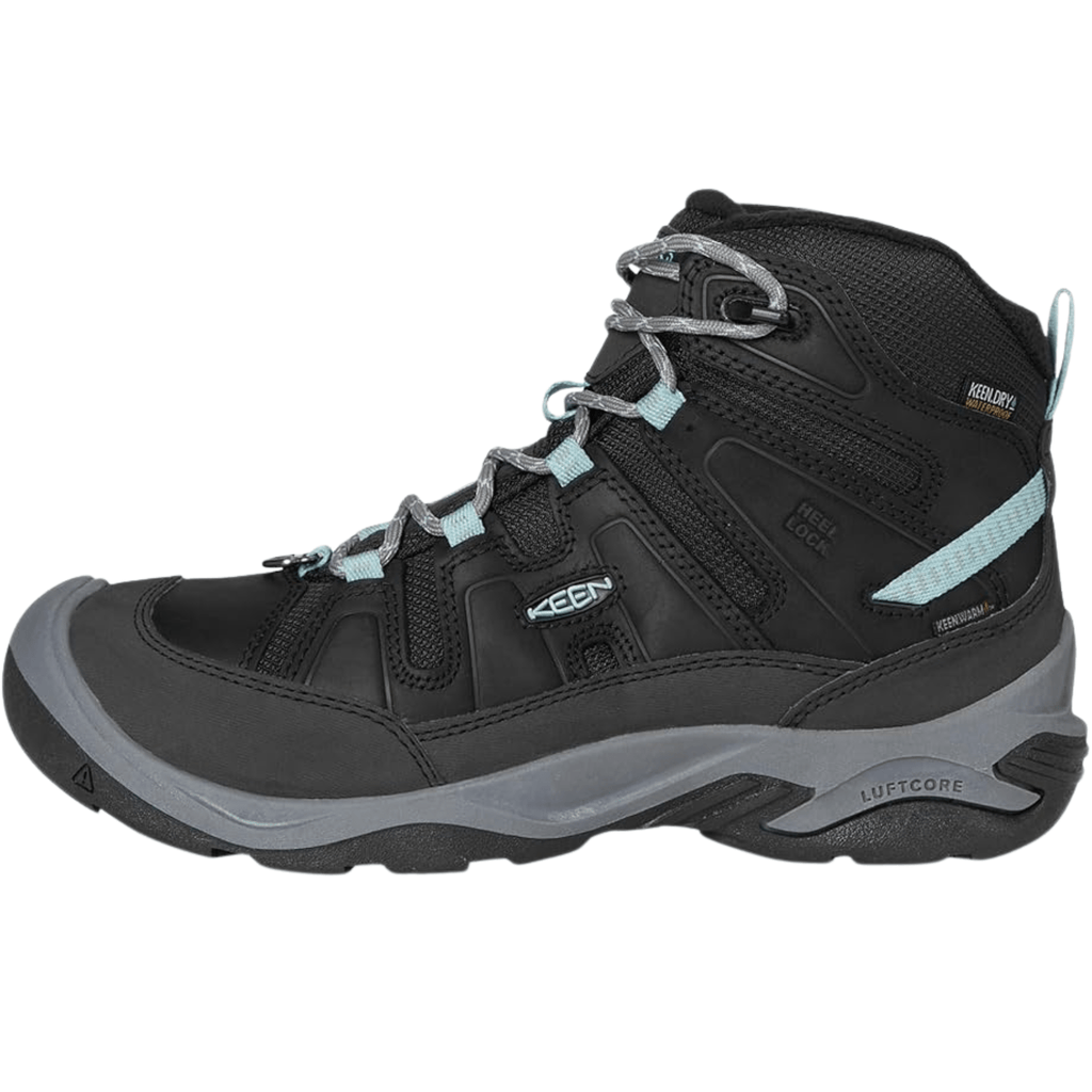 KEEN Women's Circadia Mid Polar Winter Boots - Black/ Cloud Blue FINAL SALE - Lenny's Shoe & Apparel