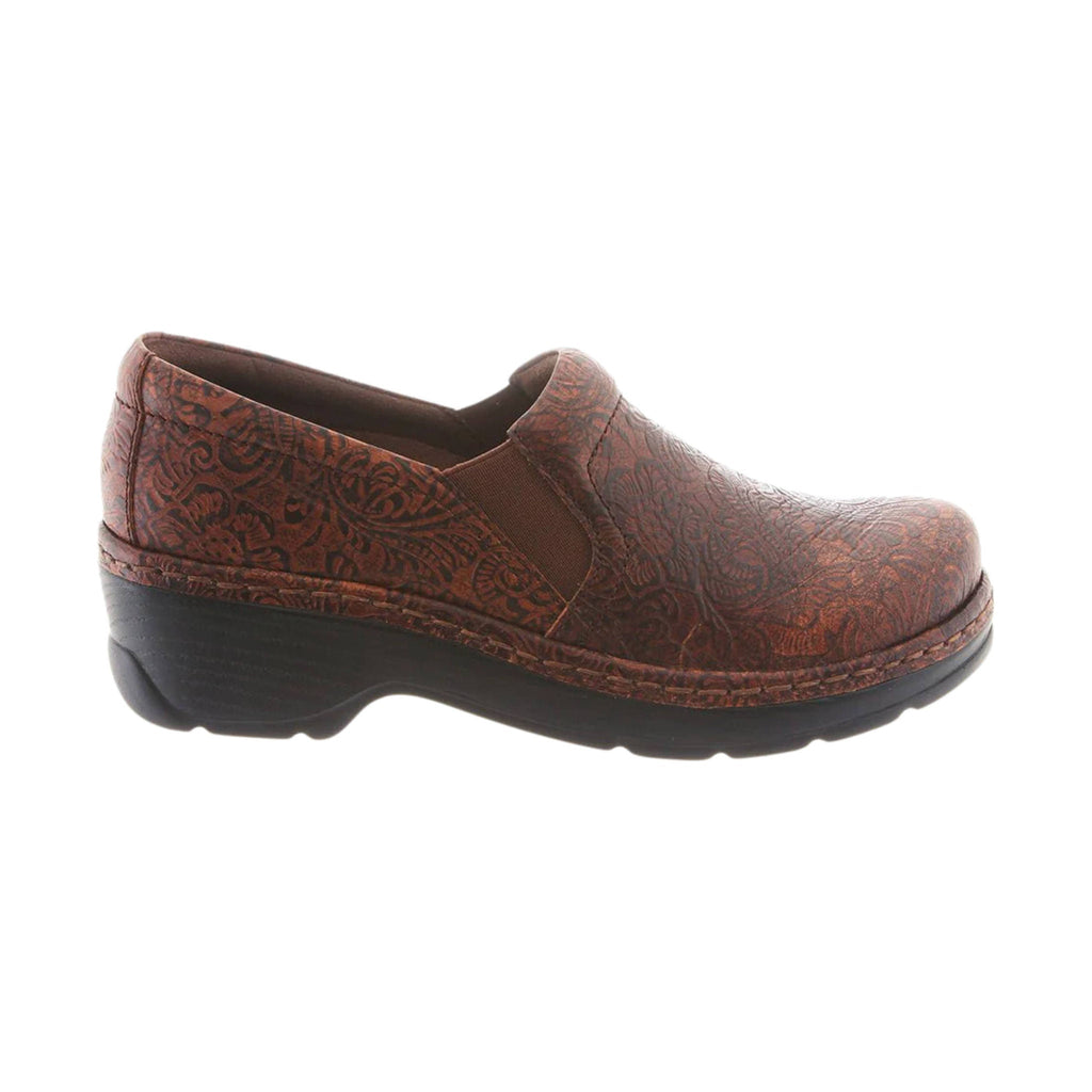 Klogs Women's Naples - Brown Floral Tooled - Lenny's Shoe & Apparel