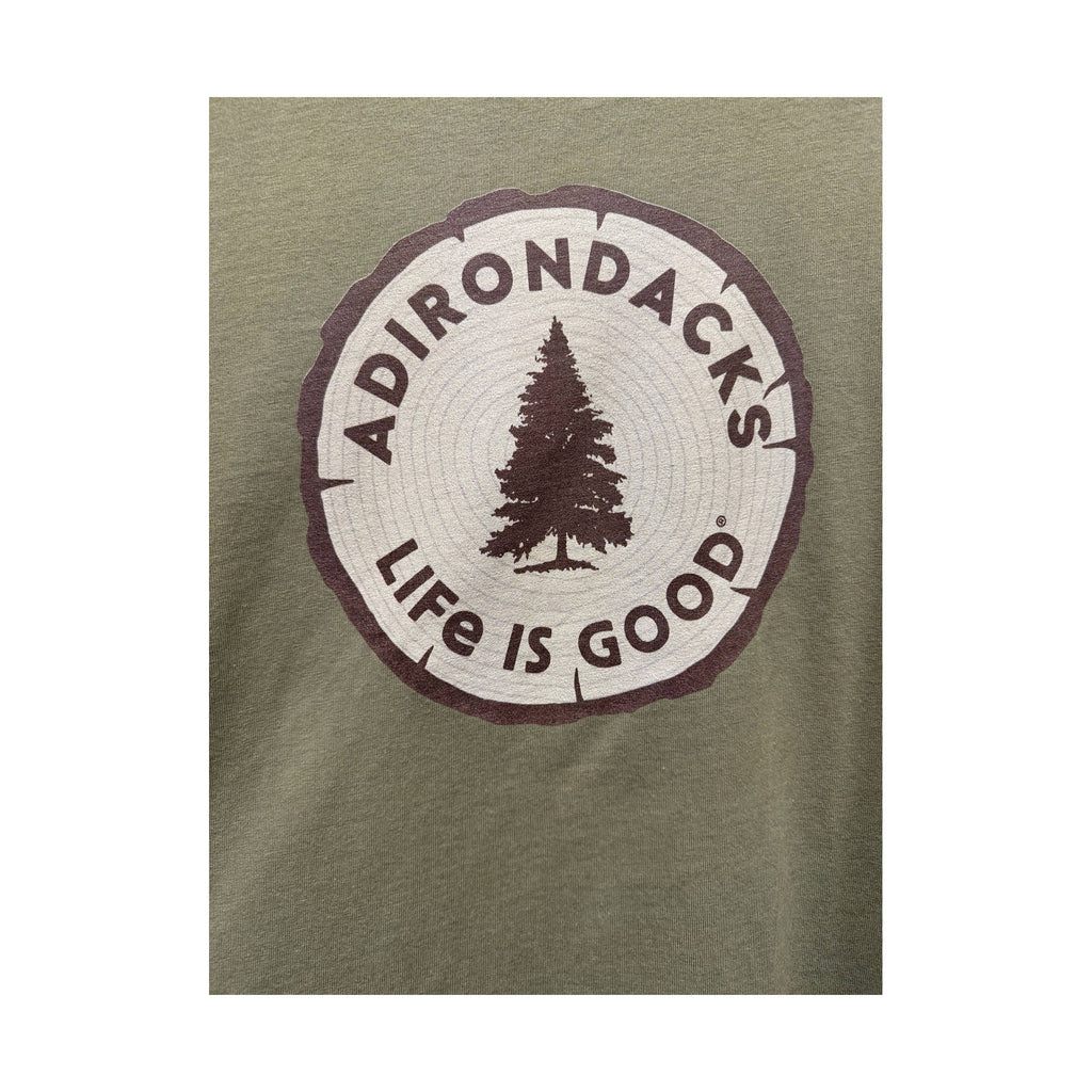 Life Is Good Men's Adirondacks Tree Stump Tee - Moss Green - Lenny's Shoe & Apparel