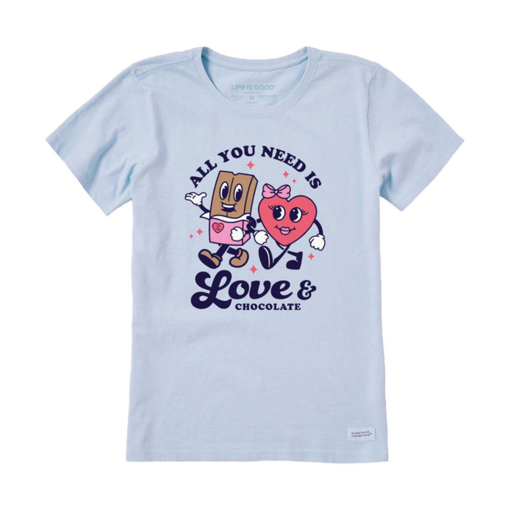 Life Is Good Women's Love & Chocolate Crusher Tee - Glacier Blue - Lenny's Shoe & Apparel