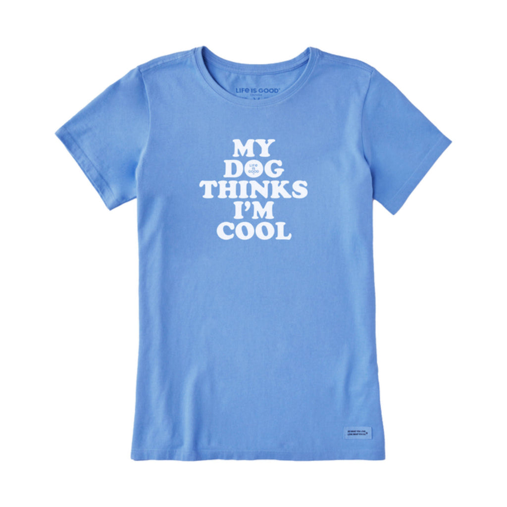 Life Is Good Women's My Dog Thinks I'm Cool Short Sleeve Tee - Cornflower Blue - Lenny's Shoe & Apparel