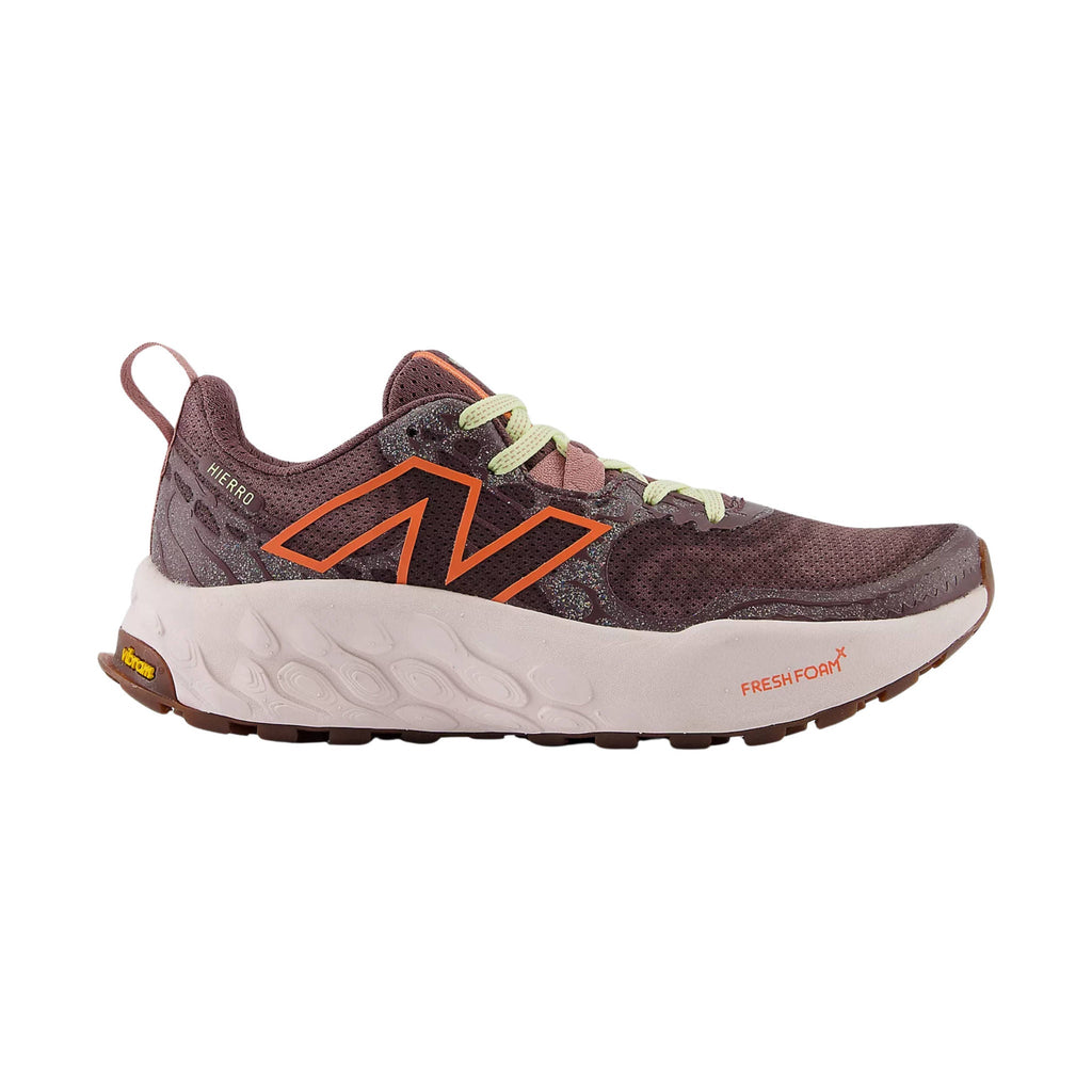 New Balance Women's Fresh Foam X Hierro v8 Trail Shoes - Licorice with Gulf Red and Pink Granite - Lenny's Shoe & Apparel