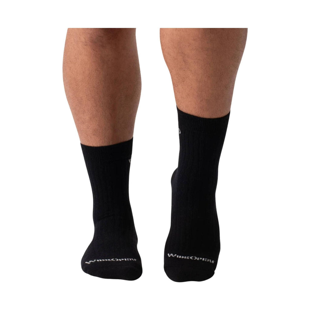 Wide Open Men's Solid Cushioned Micro Crew Socks - Black - Lenny's Shoe & Apparel