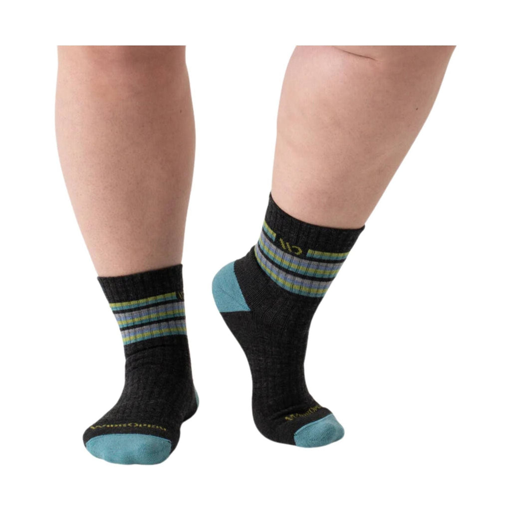 Wide Open Women's Multi Stripe Cushioned Micro Crew Socks - Charcoal - Lenny's Shoe & Apparel