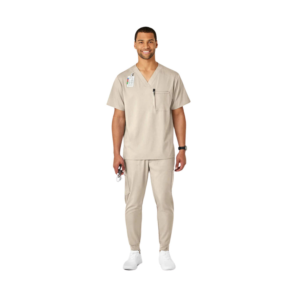 WonderWink Men's Pro V Neck Scrub Top - Khaki - Lenny's Shoe & Apparel