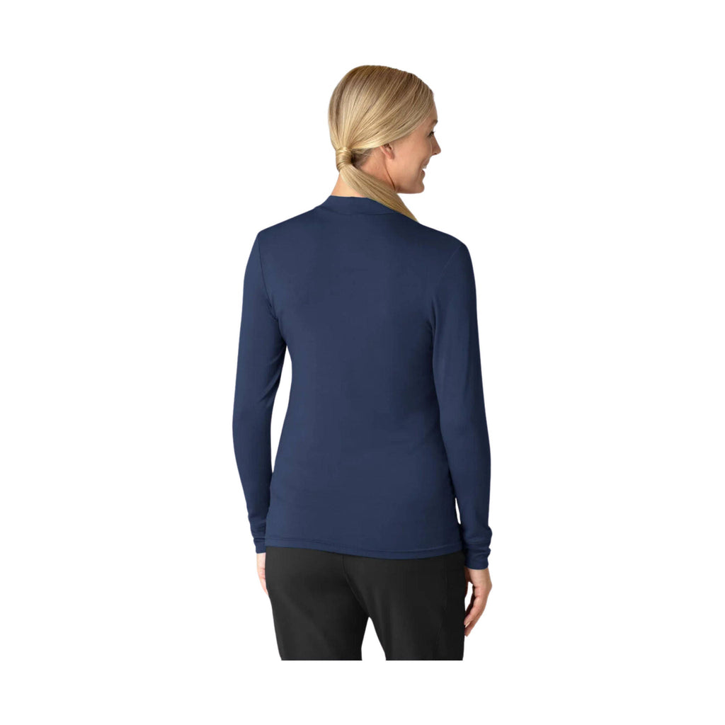 WonderWink Women's Long Sleeve Mock Neck Silky Tee - Navy - ONLINE STORE CREDIT/EXCHANGE ONLY - Lenny's Shoe & Apparel