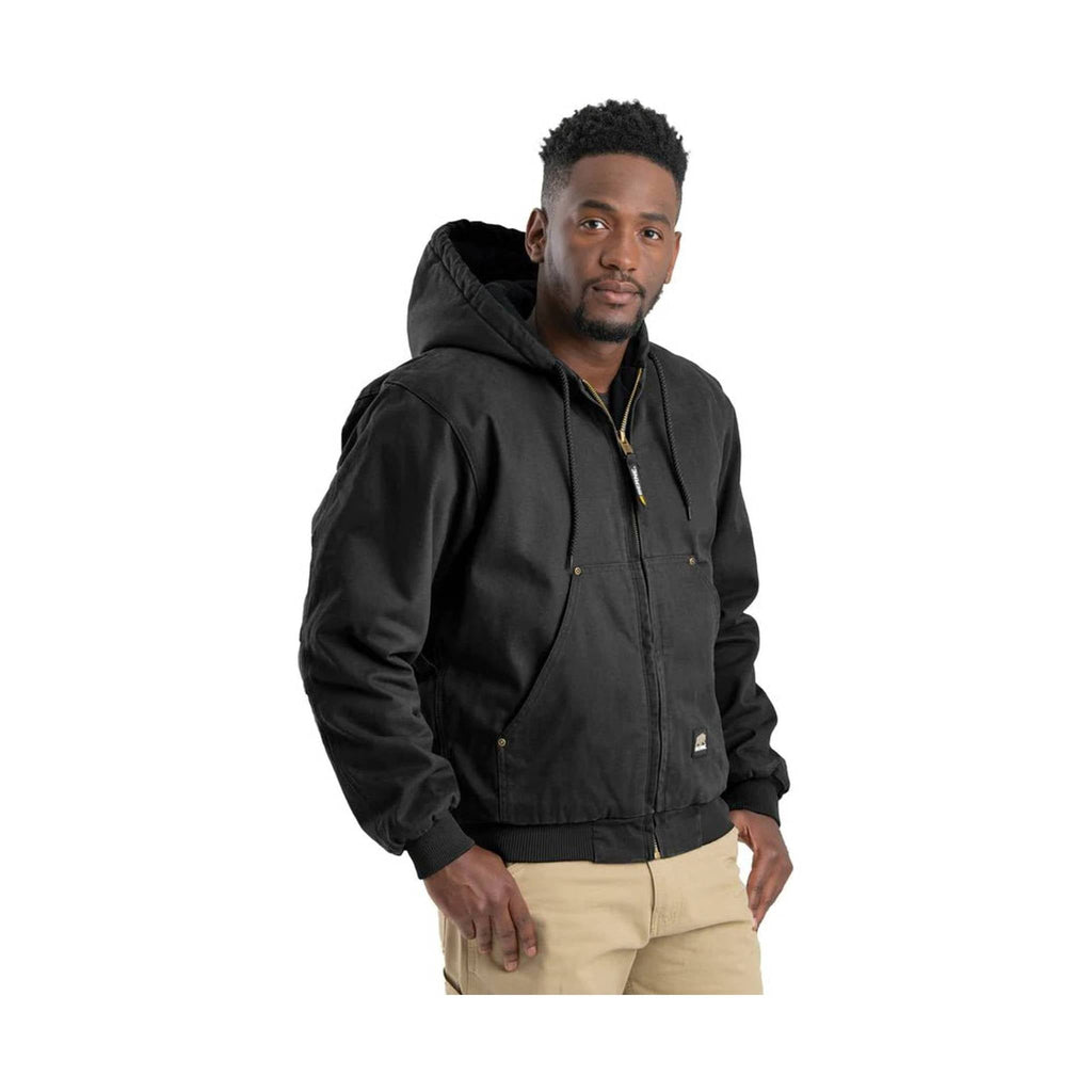 Berne Men's Heartland Washed Duck Hooded Work Jacket - Black - Lenny's Shoe & Apparel