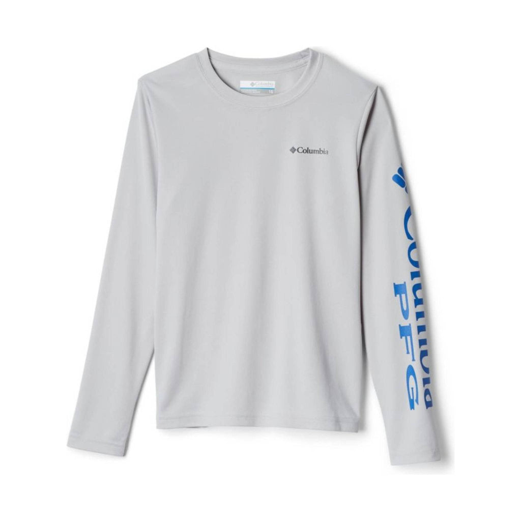 Columbia Kids' PFG Terminal Tackle Long Sleeve Tee - Cool Grey/Vivid Blue - Lenny's Shoe & Apparel