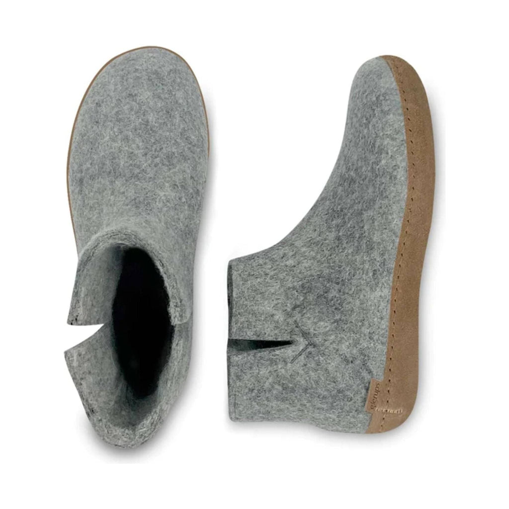 Glerups Boot With Leather Sole Slipper - Grey Suede - Lenny's Shoe & Apparel