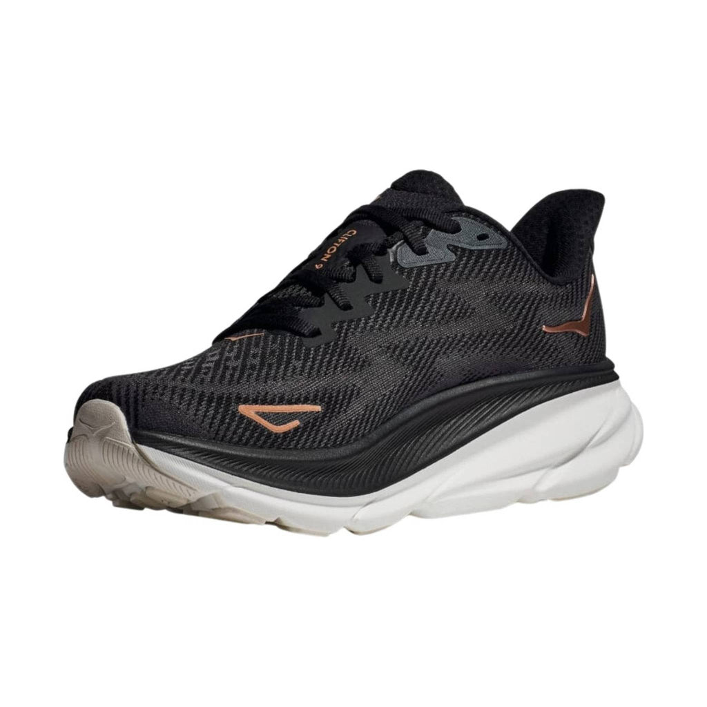 HOKA Women's Clifton 9 - Black/Rose Gold - Lenny's Shoe & Apparel