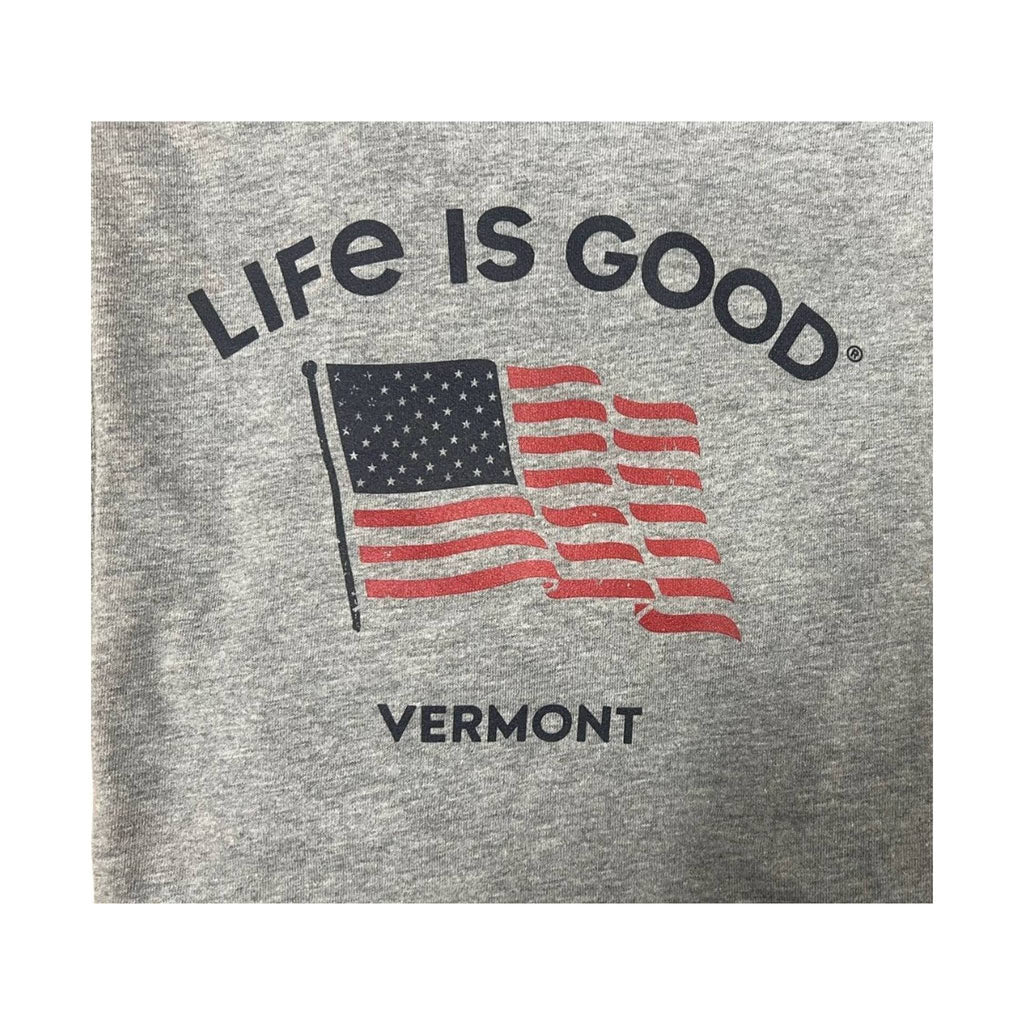 Life is Good Men's Vermont Exclusive Waving Flag - Heather Gray - Lenny's Shoe & Apparel